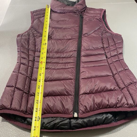 BERNARDO Down Vest Quilted Puffer Mock Neck Asymmetrical Zip Womens S Purple - Picture 9 of 11
